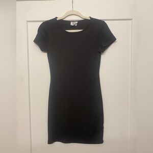 Princess Polly Black Ribbed Mini Dress